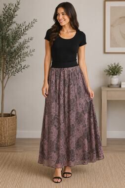 Lularoe Lucy Skirt Pink Black Lace Maxi Elastic Waist Womens Sz Small